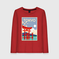 Лонгслив хлопковый женский Tokyo - japan, цвет: красный