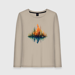 Лонгслив хлопковый женский Геометрический лес, цвет: миндальный