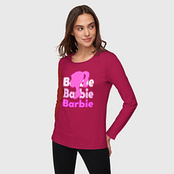 Лонгслив хлопковый женский Логотип Барби объемный, цвет: маджента — фото 2