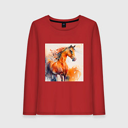 Лонгслив хлопковый женский Конь Огонь, цвет: красный