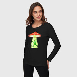 Лонгслив хлопковый женский Лягушка НЛО, цвет: черный — фото 2