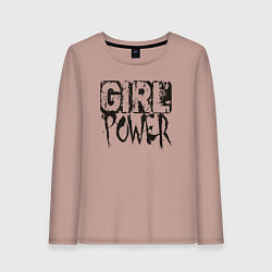 Лонгслив хлопковый женский Girl power mood, цвет: пыльно-розовый