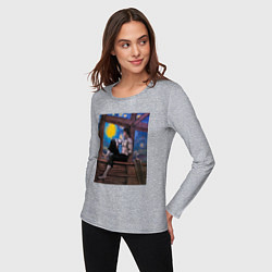 Лонгслив хлопковый женский Берсерк под небом Ван Гога, цвет: меланж — фото 2