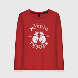 Лонгслив хлопковый женский Boxing fighter, цвет: красный