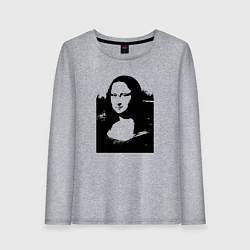 Лонгслив хлопковый женский Mona Lisa in black white, цвет: меланж