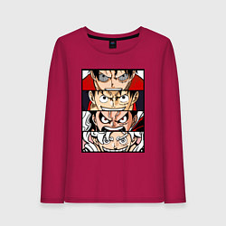 Лонгслив хлопковый женский Луффи пятый гир - One Piece, цвет: маджента