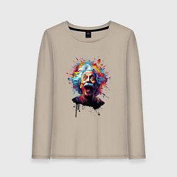 Женский лонгслив Эйнштейн с языком в краске