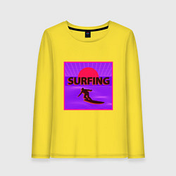 Лонгслив хлопковый женский Сёрфинг в стиле киберпанк, цвет: желтый