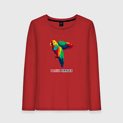 Лонгслив хлопковый женский Пиксель попугай, цвет: красный