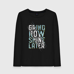 Лонгслив хлопковый женский Grind now Shine later, цвет: черный