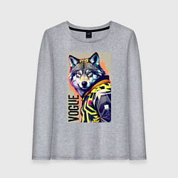 Лонгслив хлопковый женский Wolf fashionista - pop art, цвет: меланж