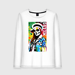 Лонгслив хлопковый женский Skeleton fashionista - Milano - pop art, цвет: белый