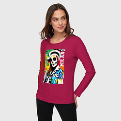 Лонгслив хлопковый женский Skeleton fashionista - Milano - pop art, цвет: маджента — фото 2