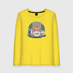 Лонгслив хлопковый женский Медовый медвежонок, цвет: желтый