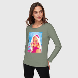 Лонгслив хлопковый женский Барби Марго Робби, цвет: авокадо — фото 2