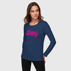 Лонгслив хлопковый женский Ребенок Барби, цвет: тёмно-синий — фото 2