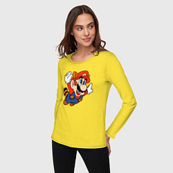 Лонгслив хлопковый женский Марио летит, цвет: желтый — фото 2