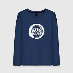 Лонгслив хлопковый женский Jazz rock blues 2, цвет: тёмно-синий