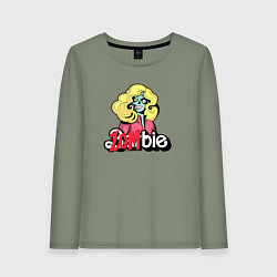 Лонгслив хлопковый женский Барби - зомби, цвет: авокадо