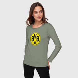 Лонгслив хлопковый женский Borussia fc sport, цвет: авокадо — фото 2