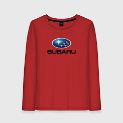 Лонгслив хлопковый женский Subaru sport auto, цвет: красный