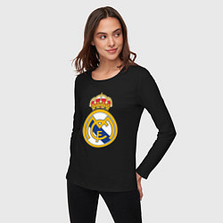 Лонгслив хлопковый женский Real madrid fc sport, цвет: черный — фото 2