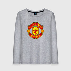 Лонгслив хлопковый женский Манчестер Юнайтед фк спорт, цвет: меланж