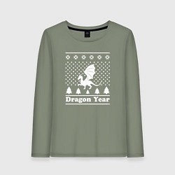 Лонгслив хлопковый женский Sweater dragon year, цвет: авокадо