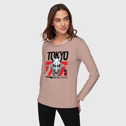 Лонгслив хлопковый женский Tokyo digital style, цвет: пыльно-розовый — фото 2