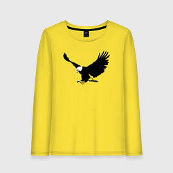 Лонгслив хлопковый женский Орёл летит трафарет, цвет: желтый