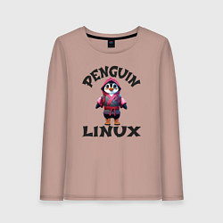 Женский лонгслив Система линукс пингвин в кимоно