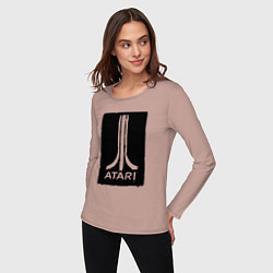 Лонгслив хлопковый женский Atali black logo, цвет: пыльно-розовый — фото 2