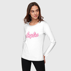 Лонгслив хлопковый женский Ангелина в стиле Барби - объемный шрифт, цвет: белый — фото 2