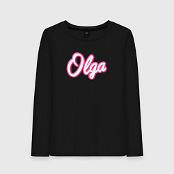 Лонгслив хлопковый женский Ольга в стиле Барби - объемный шрфит, цвет: черный