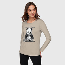 Лонгслив хлопковый женский Panda volleyball, цвет: миндальный — фото 2