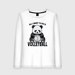 Лонгслив хлопковый женский Panda volleyball, цвет: белый