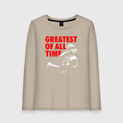 Лонгслив хлопковый женский Jordan greatest of all time, цвет: миндальный