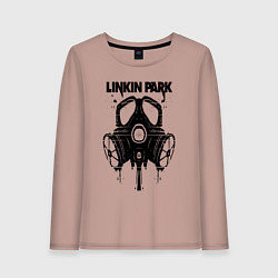 Лонгслив хлопковый женский Linkin Park - gas mask, цвет: пыльно-розовый