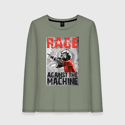 Лонгслив хлопковый женский RATM - curly vocalist, цвет: авокадо