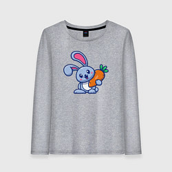 Лонгслив хлопковый женский Весёлый зайчик с морковкой, цвет: меланж