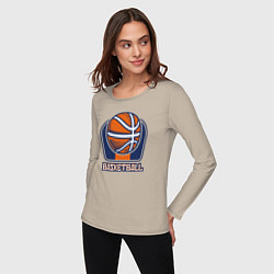 Лонгслив хлопковый женский Style basketball, цвет: миндальный — фото 2
