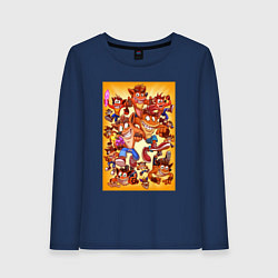 Лонгслив хлопковый женский Crash bandicoots, цвет: тёмно-синий