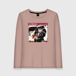 Лонгслив хлопковый женский Camouflage - Love Is A Shield, цвет: пыльно-розовый