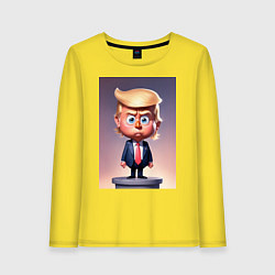 Лонгслив хлопковый женский Мультяшный Дональд Трамп - нейросеть, цвет: желтый