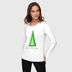 Лонгслив хлопковый женский Новогоднее праздничное дерево, цвет: белый — фото 2