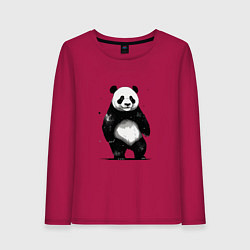 Лонгслив хлопковый женский Панда стоит, цвет: маджента