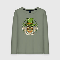 Лонгслив хлопковый женский St Patrick day, цвет: авокадо