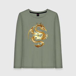 Лонгслив хлопковый женский Дракон из золота, цвет: авокадо