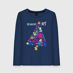 Лонгслив хлопковый женский Кошмар перед рождеством - Тим Бёртон, цвет: тёмно-синий