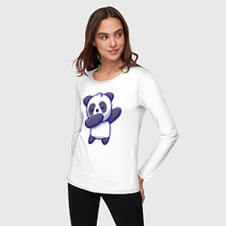 Лонгслив хлопковый женский Dabbing panda, цвет: белый — фото 2